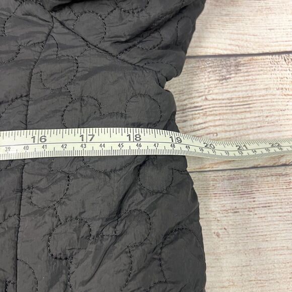 Disney Parks Quilted Jacket Black Embroidered Mickey Icon Hood Ears Full Zip S - Picture 11 of 12